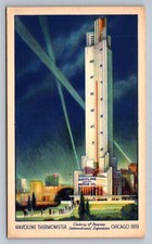 Postcard Illinois Chicago A Century of Progress Havoline Thermometer 1933  M475