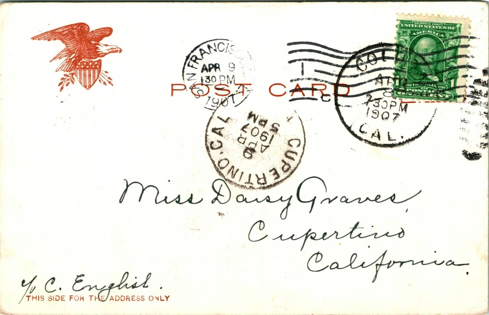 Vtg Postcard 1907 Sacramento River at Colusa - Undivided - Bennett A. Pryor Pub - Image 2 of 2