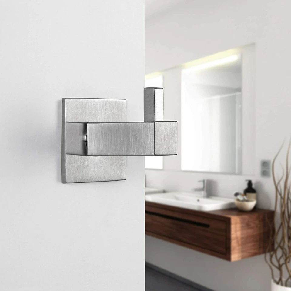 Ganci Appendiabiti Opaco adesivi Guardaroba Acciaio Inox Angolare Argento - Immagine 2 di 4