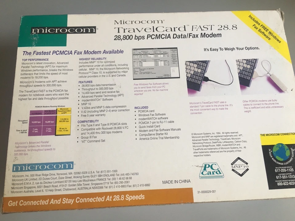 360815-001 Compaq / Microcom PCMCIA Laptop Data Fax Modem 33.6/ 28.8 Kbps, New - Image 3 of 4