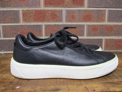 ecco Womens Tray Tech Black Leather Casual Shoes Low Top Sneakers Size 7 7.5