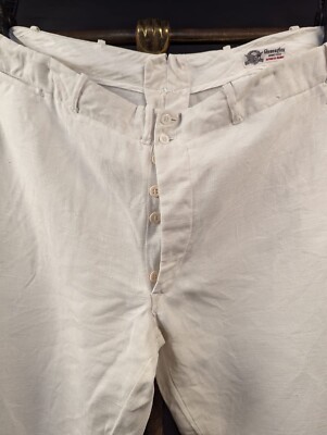 ANTIQUE 1920'S MEN'S LINEN KNICKERS / PANTS W BUTTON FLY SIZE 40