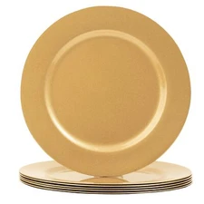 6 Pack Gold Charger Plates 13-Inch Round Plastic Wedding Dinner Elegant