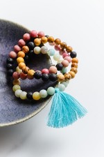 Boho Natural Stone Bracelet Set   Lava Beads, Stretch, Pink, Blue Gift for her