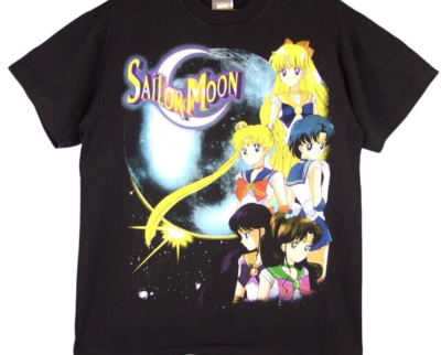 Sailor Moon printed T-shirt size XL color black Single Stitch
