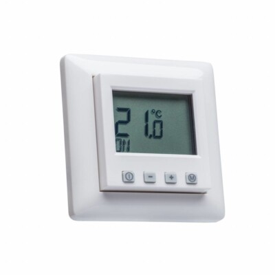 Digital Raumthermostat mit Gira Standard 55 glanz Rahmen für Fußbodenheizung