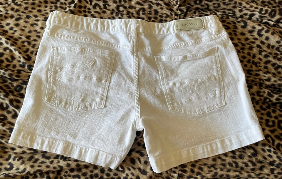 Women  Lacoste Cotton Short Olive Green Size EUR 44 - Image 4 of 4