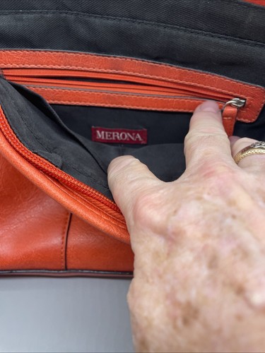 Target Merona Faux Orange Leather Shoulder Bag Women - Picture 3 of 8