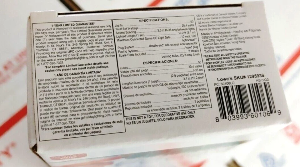 GE String A Long 50 Clear Mini String Lights with Green Wire Cord Christmas NEW - Image 2 of 3