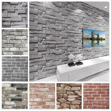 3D Brick Effect Wallpaper Realistic Slate Stone Rustic Textured Wall Decor 9.5M