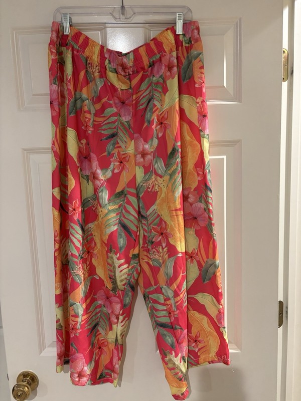SHEIN Curve Tropical Print Wide Leg Pants Size 3XL