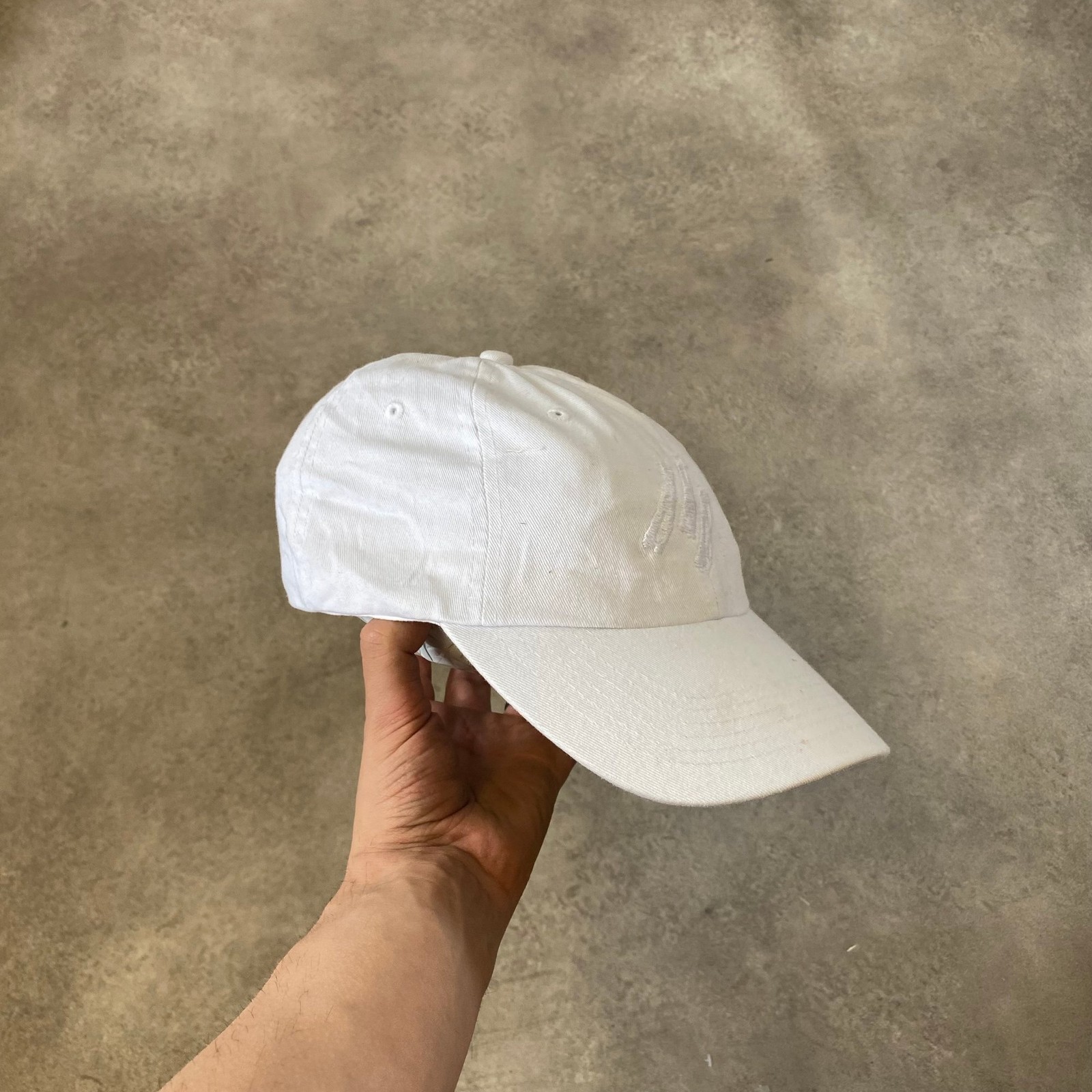 White Baseball Cap Mens One Size Vintage Embroidered Cotton Strapback, White image 2