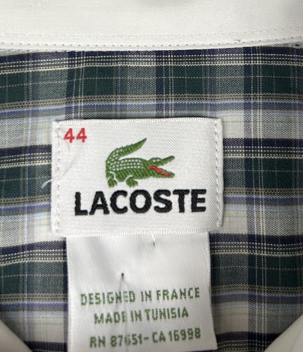 NWT Lacoste Plaid Long Sleeve Button Down Shirt Men’s Size 44 XL - Picture 4 of 6