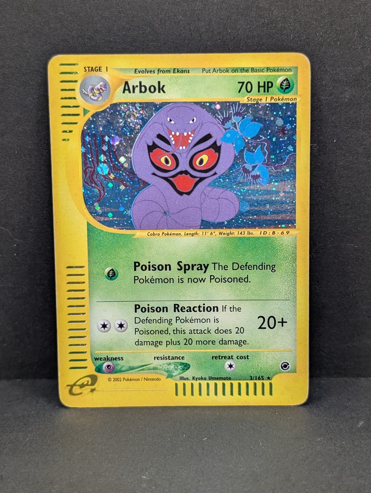Arbok 003/165 Expedition Base Set Holo Rare Pokemon TCG Vintage e-reader MP+