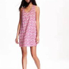 EUC Old Navy Women Pink Abstract Twist Back Sleeveless Mini Dress beach tunic XS