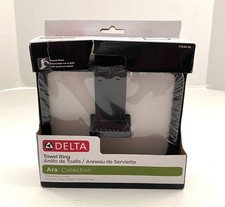 Delta Wall Mount Towel Ring Ara Collection Matte Black Closed Square 77546-BL