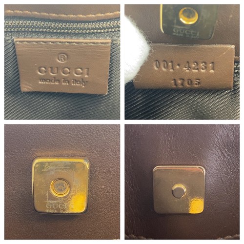 GUCCI 001 4231 1705 Shoulder Bag handbag Beige Brown canvas/leather GG - Picture 6 of 10