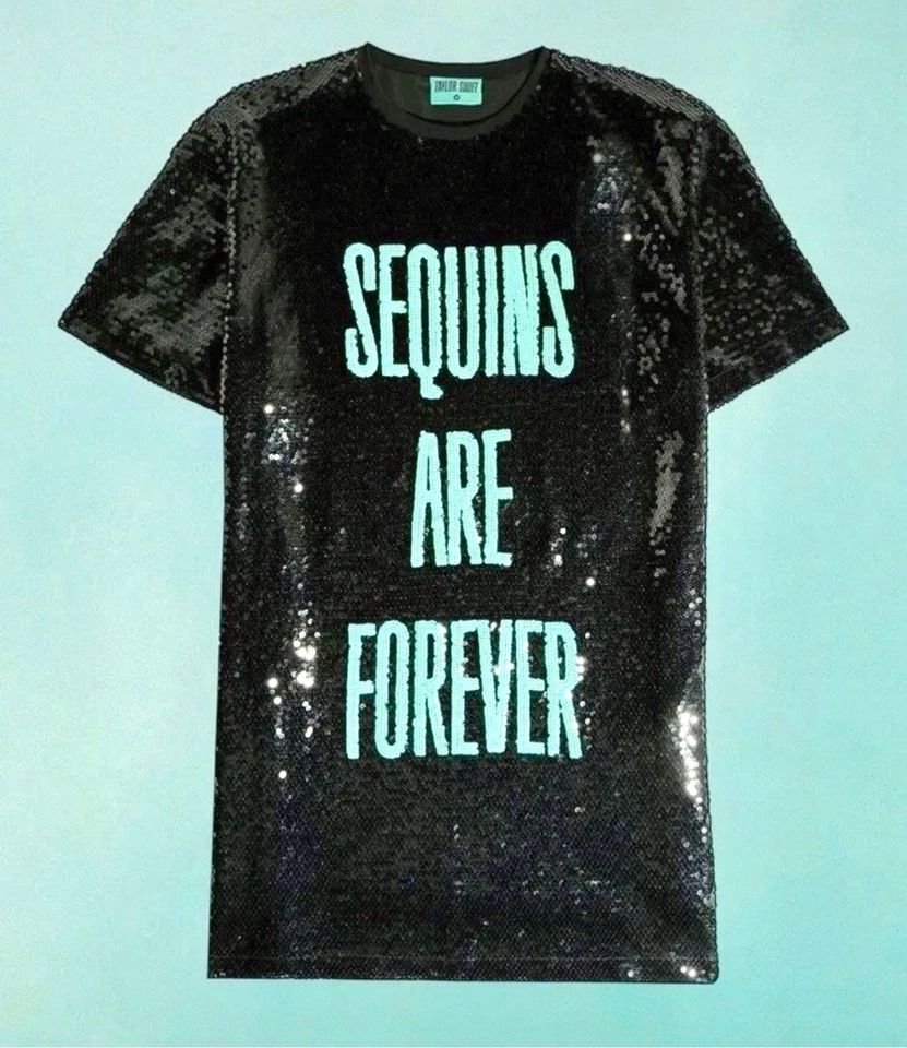 New In Hand Taylor Swift Showgirl Black Sequins Forever Sequin Dress Top S M XS - Image 2 of 4