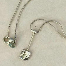 Retired SILPADA Sterling Silver Freeform Hanging Square Pendant Necklace N1657.