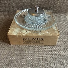 Vintage Kromex Lazy Susan Relish Tray & Dip Set Made In USA