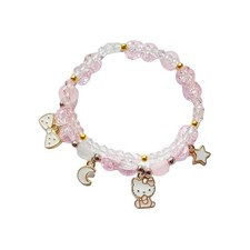 NIQIPOK Crystal Bead Bracelet Cute Cartoon Kawaii Elastic Adjustable, Pink2