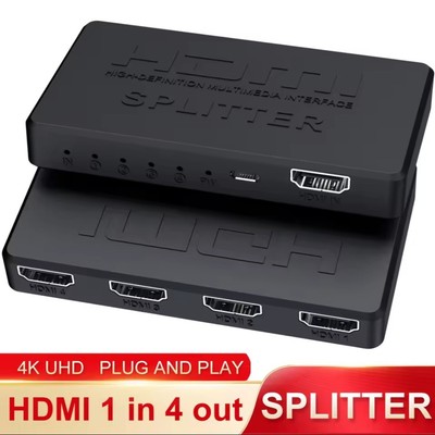 1 in 4 out HDMI Splitter Splitter 4K 3D 4K@30Hz 1080p@60Hz Ultra HD +USB Cable 