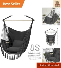 Durable Hanging Chair for Indoor/Outdoor Use - Includes Cushions & Pocket