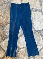 Vintage Blue Suede 70s Bellbottom Hippie Pants Size 31