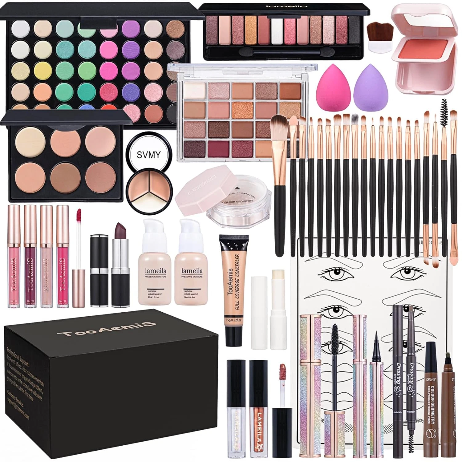 Makeup Set for Women Full Kit Includes, Eyeshadow、 Liquidfoundation,Loose Powder