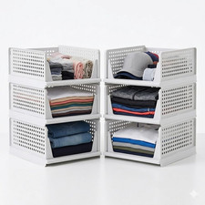 6 Pack Folding Stackable Wardrobe Drawer Storage Organiser Closet Organizers a