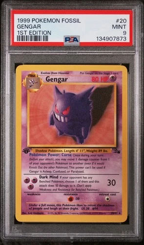 1999 POKEMON FOSSIL 1ST ED #20 GENGAR PSA 9