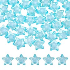 50Pcs, 18mm Acrylic Crystal Star Beads Star Charm Spacer Beads Light Lake Blue