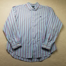 Vintage Polo Ralph Lauren Button Shirt Mens Size 2XL Classic Fit Blue Striped