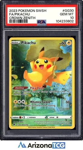 Pokemon 2023 Pikachu GG30/GG70 Full Art GG Crown Zenith GEM MINT PSA 10