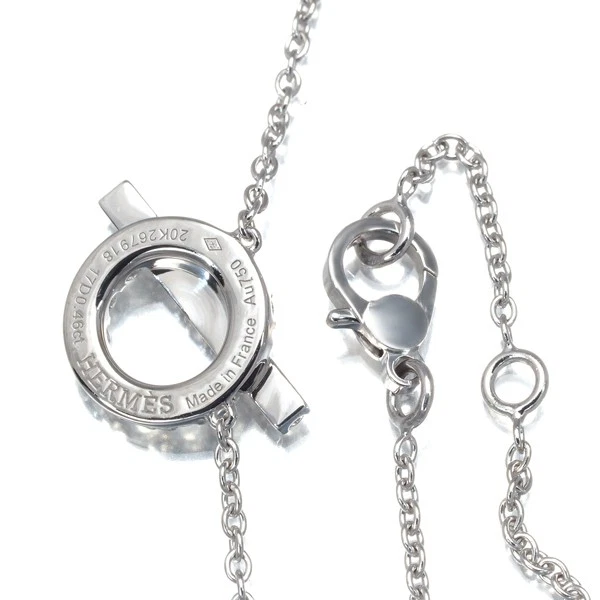 Auth HERMES Necklace Diamond 0.46ct Finesse 18K 750 White Gold  - Image 4 of 4