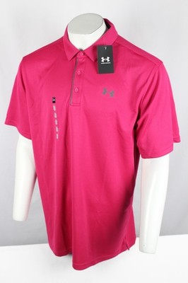 Under Armour Men's Tech Polo Short Sleeve Shirt Shaded Fuchsia 1290140 682