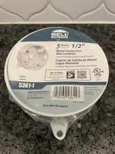 New Bell Outdoor 4" Round Weatherproof Outlet Box White Five 1/2" Holes. 5361-1