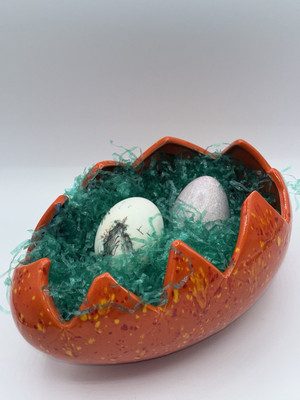 Vintage Ceramic Cracked Easter Egg w/Japanese Hand Painted Egg - Please Read