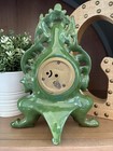 1910 Antique German Minxie Ceramic Mantel Clock w/ Cherubs Majolica Rococo — photo 3
