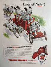 1950s Texaco Fire Chief Gasoline Dalmatians Loads Action Controlled VTG print Ad