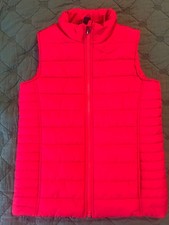 Lands End Down Puffer Vest Boys Size 8 Jacket Full Zip Red Youth Mock Neck