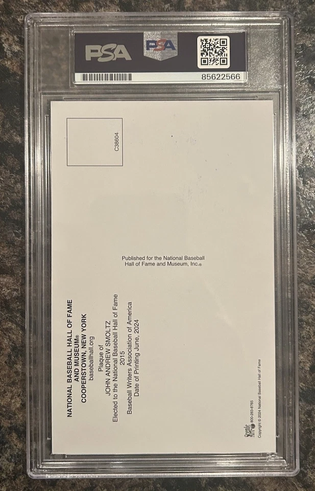 John Smoltz Signed Hall of Fame Plaque Postcard Braves GM MT 10 Auto PSA/DNA - Image 2 of 2