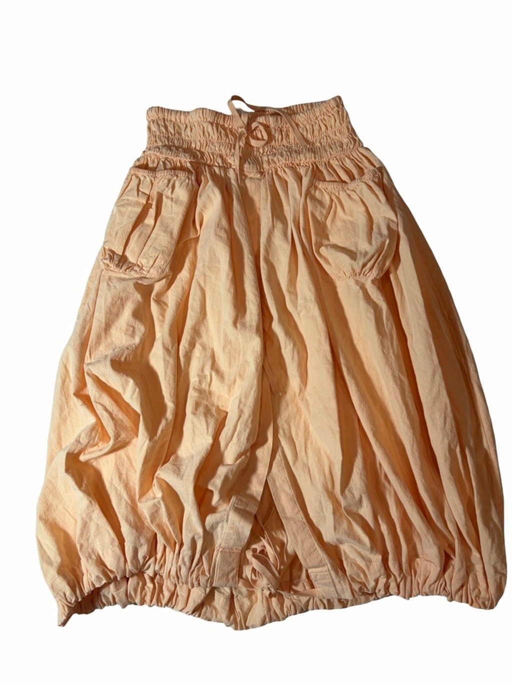 Free People All The Things Peach Cotton Bubble Skirt XS Pockets Boho