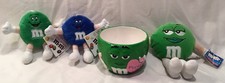 Vintage M&Ms MARS Candy Ceramic Planter Bowl +3 Plush M &M Figures
