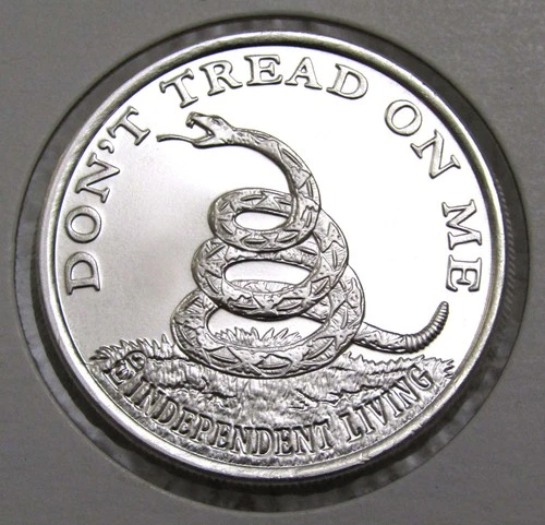 Independent Living Don't Tread Boston Tea Party 1 Troy oz .999 Fine Silver Round