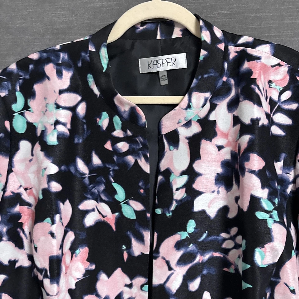 Blazer Kasper 24W Rosa Verde Negro Floral Chaqueta Carrera Colorido Oficina Trabajo Foto 4 de 4