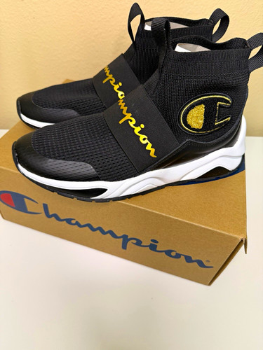 Champion Rally Pro Slip-On Mesh Sneakers Black/Gold/White Unisex US 6 EU 38.5