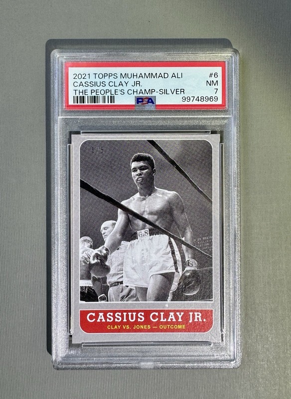 Topps 2021 Muhammad Ali People's Champ #6 Cassius Clay Jr. - Silver /5, PSA 7