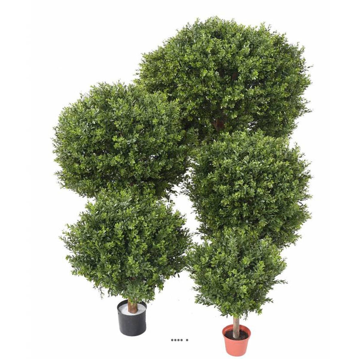Boule de buis artificiel haut de gamme avec tronc en bois pour terrasse
