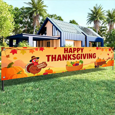 Happy Thanksgiving Banner Autumn Pumpkin Outdoor Decoration Thanksgiving Turkey